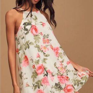 Lulu’s Here and Luau White Floral Print Swing Dress